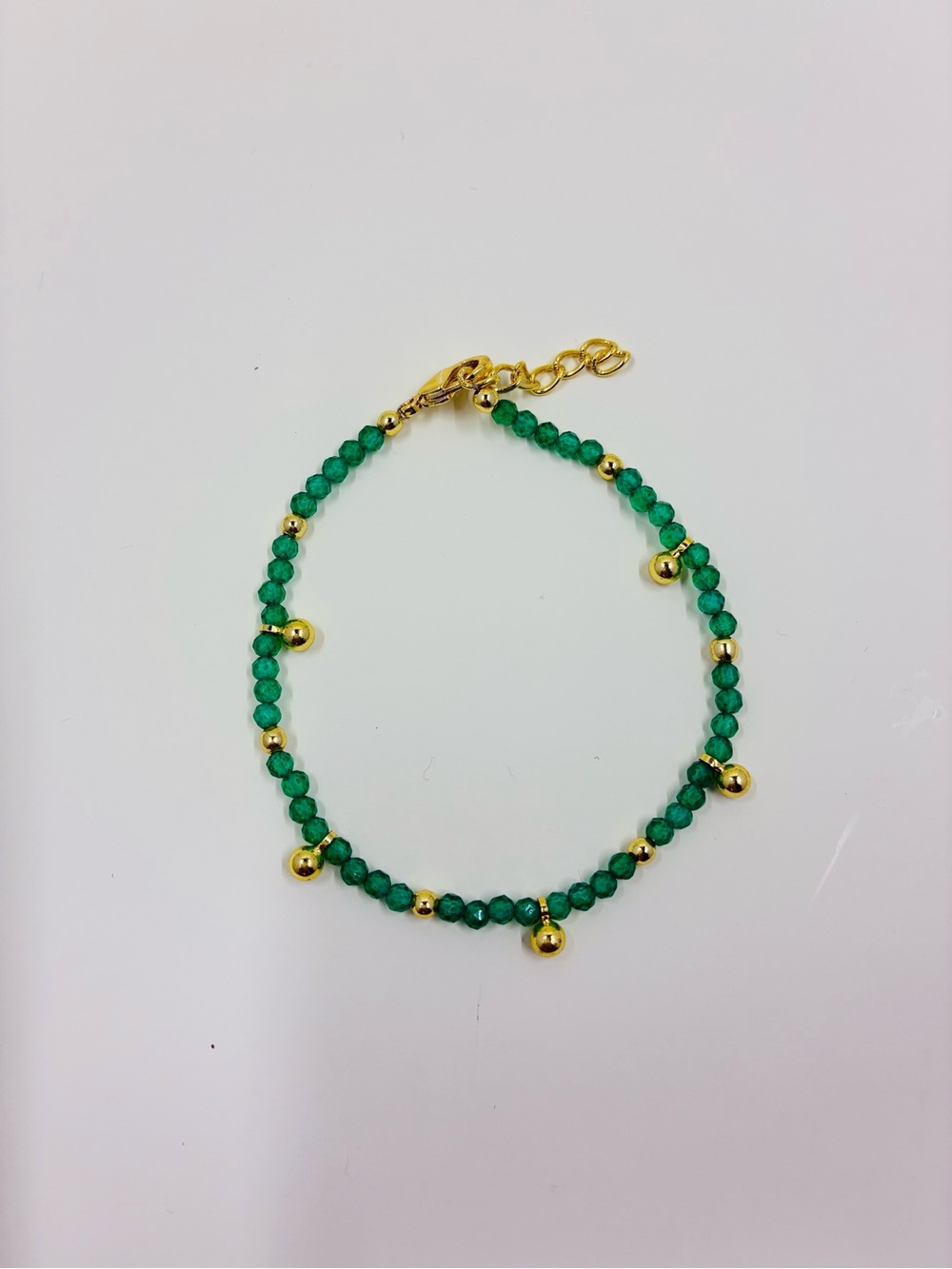 Gold & Emerald Beaded Bracelet by